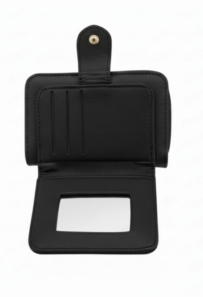 KADIN  AYNA VE KART BÖLMELİ CÜZDAN SİYAH