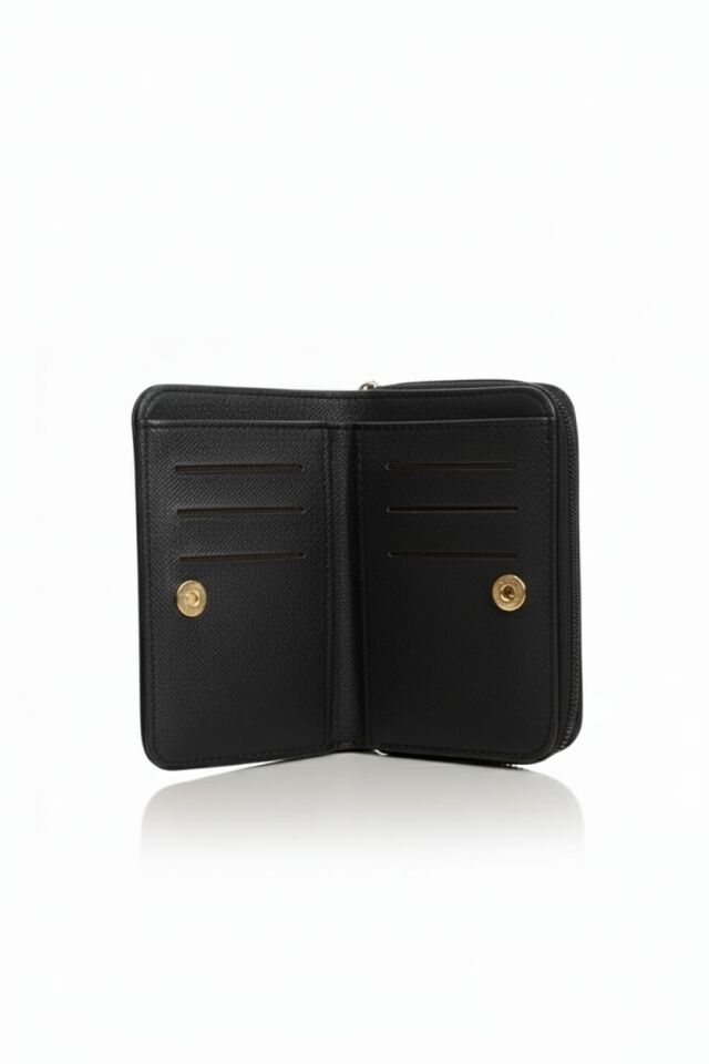 KADIN  AYNA VE KART BÖLMELİ CÜZDAN SİYAH